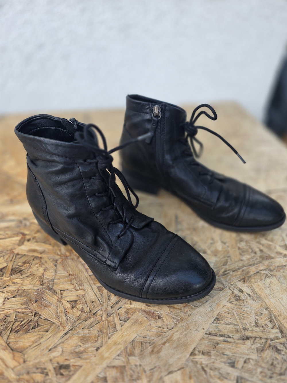 Comfortiva Genuine Leather Lace-Up Ankle Boots
